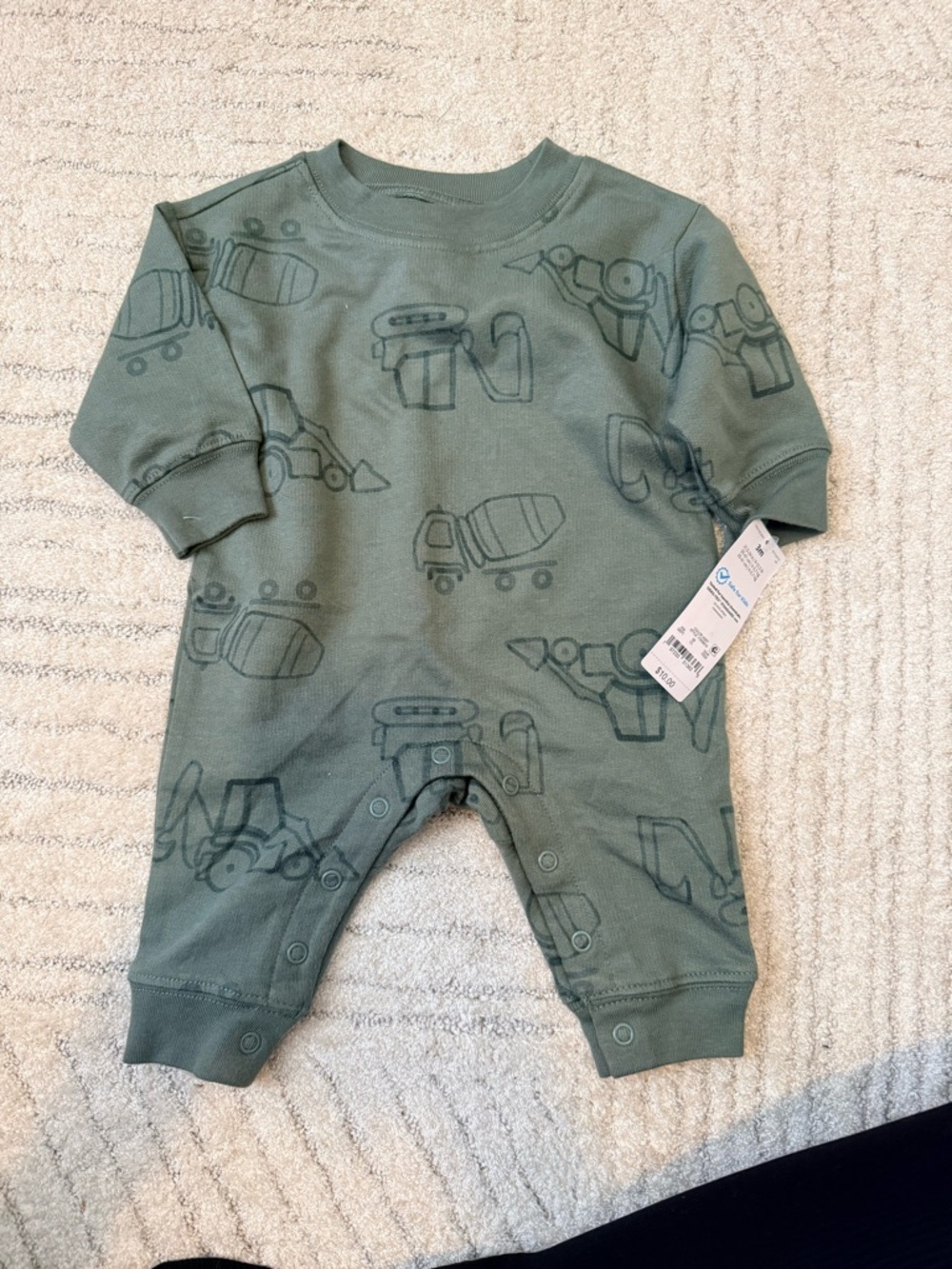 carters Baby Green Construction Print One-Piece